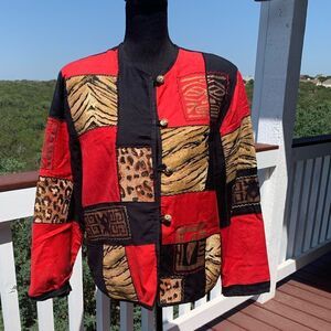ALLURE‎ Patchwork Animal Print Apparel Jacket